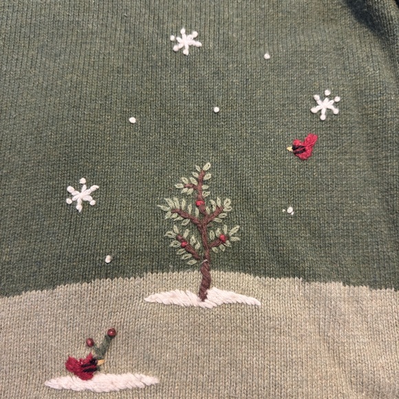 Croft and Barrow Green Holiday Cardigan with Snowman Design - Picture 8 of 8